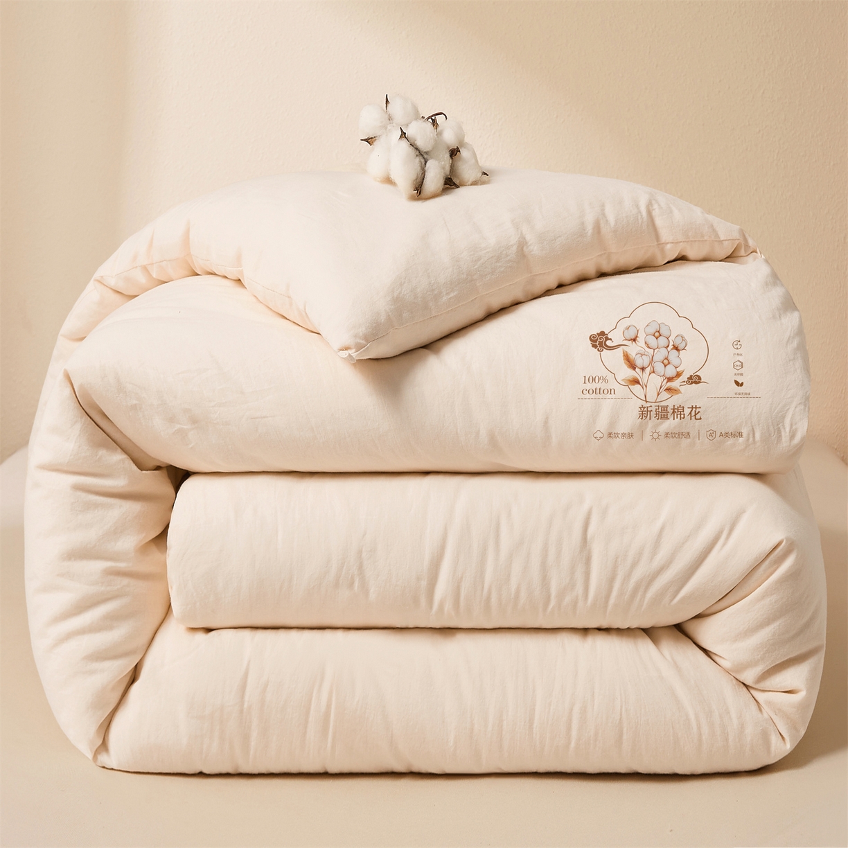 易博家纺 2025新款A类水洗棉新疆棉花被纯色冬被春秋被被子被芯 棉花被-皓月白