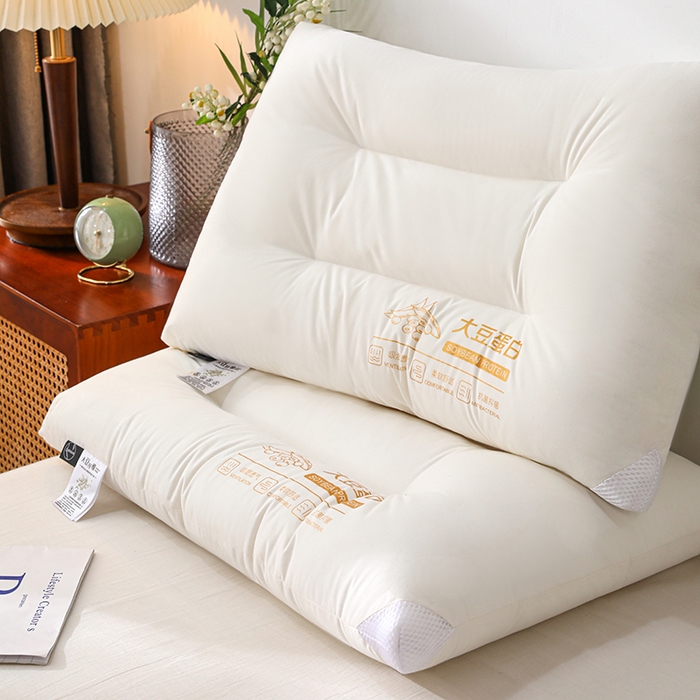 91家纺网 家纺一手货源 找家纺 （总）仁宇枕业 2025新款新品A类全棉大豆蛋白舒适定型护颈羽丝绒枕头枕芯