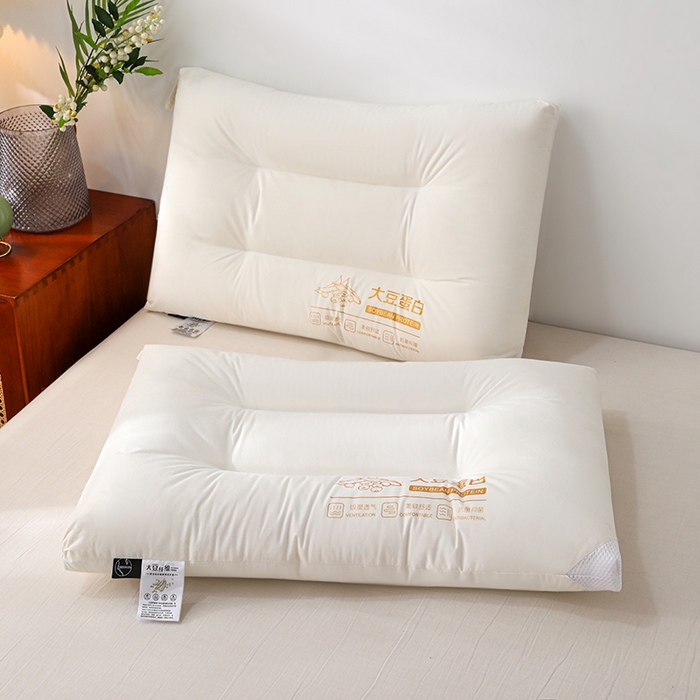 91家纺网 家纺一手货源 找家纺 （总）仁宇枕业 2025新款新品A类全棉大豆蛋白舒适定型护颈羽丝绒枕头枕芯