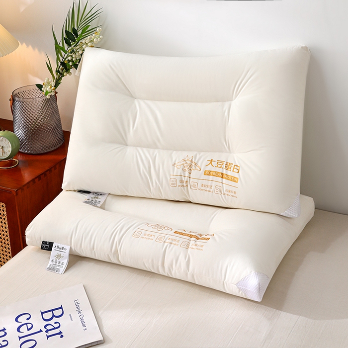 91家纺网 家纺一手货源 找家纺 仁宇枕业 2025新款新品A类全棉大豆蛋白舒适定型护颈羽丝绒枕头枕芯 大豆蛋白定型