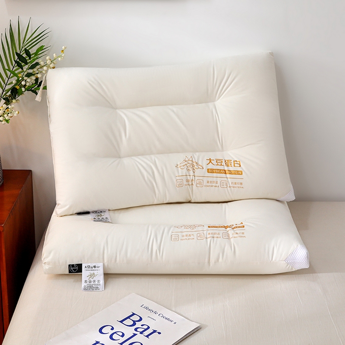 91家纺网 家纺一手货源 找家纺 仁宇枕业 2025新款新品A类全棉大豆蛋白舒适定型护颈羽丝绒枕头枕芯 大豆蛋白定型