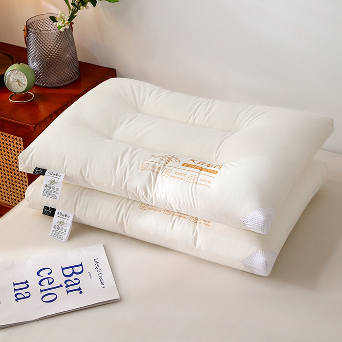 仁宇枕业 2025新款新品A类全棉大豆蛋白舒适定型护颈羽丝绒枕头枕芯 大豆蛋白定型