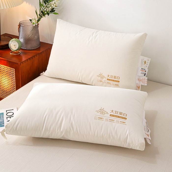 91家纺网 家纺一手货源 找家纺 仁宇枕业 2025新款新品A类全棉大豆蛋白舒适定型护颈羽丝绒枕头枕芯 大豆蛋白舒适枕
