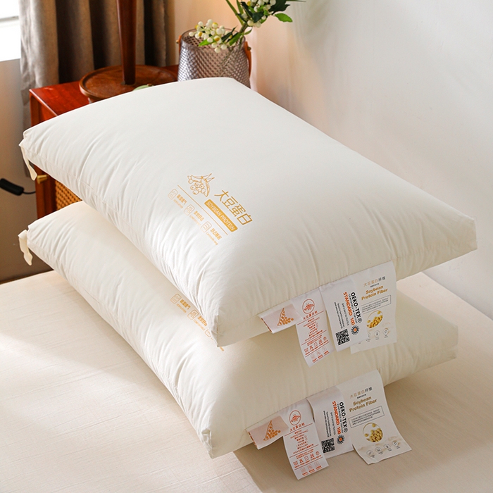 91家纺网 家纺一手货源 找家纺 仁宇枕业 2025新款新品A类全棉大豆蛋白舒适定型护颈羽丝绒枕头枕芯 大豆蛋白舒适枕