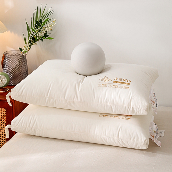 91家纺网 家纺一手货源 找家纺 仁宇枕业 2025新款新品A类全棉大豆蛋白舒适定型护颈羽丝绒枕头枕芯 大豆蛋白舒适枕