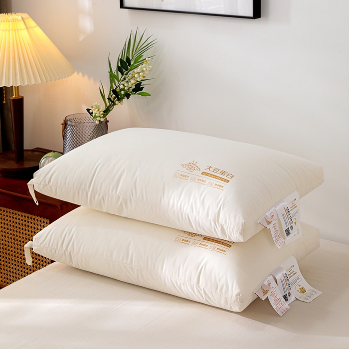 91家纺网 家纺一手货源 找家纺 仁宇枕业 2025新款新品A类全棉大豆蛋白舒适定型护颈羽丝绒枕头枕芯 大豆蛋白舒适枕