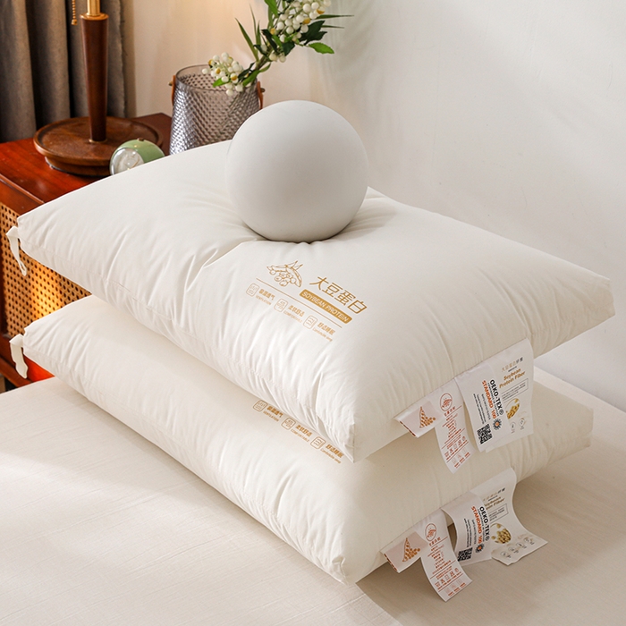 91家纺网 家纺一手货源 找家纺 仁宇枕业 2025新款新品A类全棉大豆蛋白舒适定型护颈羽丝绒枕头枕芯 大豆蛋白舒适枕