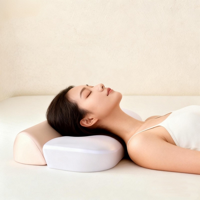 91家纺网 家纺一手货源 找家纺 明星枕业 2025新款零压深睡慢回弹记忆棉颈椎枕护颈椎助睡眠颈椎病专用牵引反弓枕枕头枕芯 分段牵引枕-粉