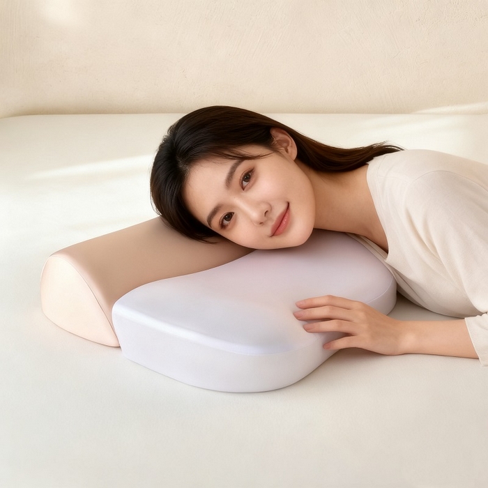 91家纺网 家纺一手货源 找家纺 明星枕业 2025新款零压深睡慢回弹记忆棉颈椎枕护颈椎助睡眠颈椎病专用牵引反弓枕枕头枕芯 分段牵引枕-粉