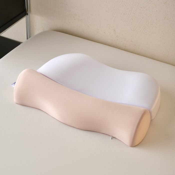 91家纺网 家纺一手货源 找家纺 明星枕业 2025新款零压深睡慢回弹记忆棉颈椎枕护颈椎助睡眠颈椎病专用牵引反弓枕枕头枕芯 分段牵引枕-粉