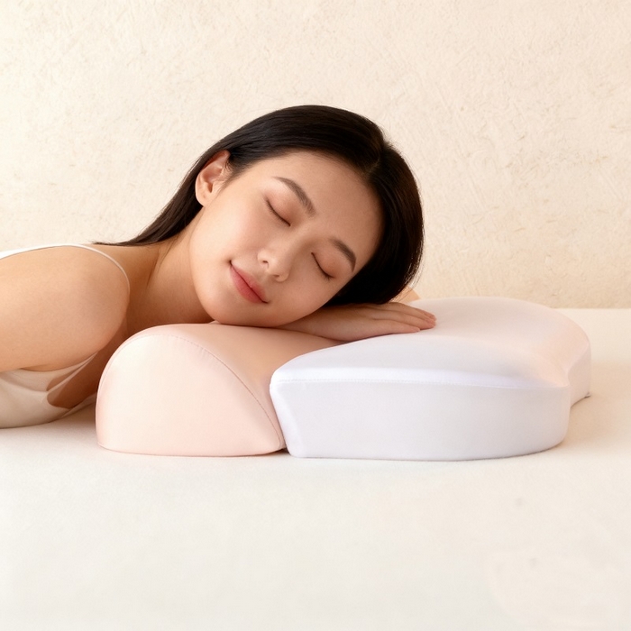 91家纺网 家纺一手货源 找家纺 明星枕业 2025新款零压深睡慢回弹记忆棉颈椎枕护颈椎助睡眠颈椎病专用牵引反弓枕枕头枕芯 分段牵引枕-粉