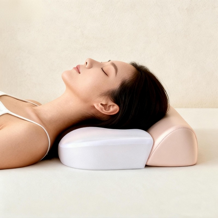 91家纺网 家纺一手货源 找家纺 明星枕业 2025新款零压深睡慢回弹记忆棉颈椎枕护颈椎助睡眠颈椎病专用牵引反弓枕枕头枕芯 分段牵引枕-粉