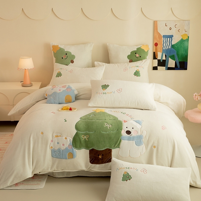 91家纺网 家纺一手货源 找家纺 （总）绒棉世家 2025新款保暖牛奶绒贴布绣四件套