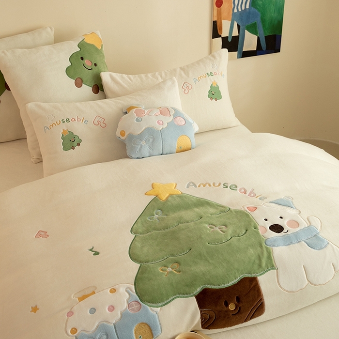 91家纺网 家纺一手货源 找家纺 （总）绒棉世家 2025新款保暖牛奶绒贴布绣四件套