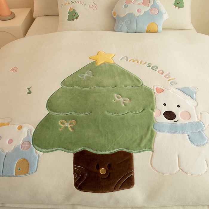 91家纺网 家纺一手货源 找家纺 （总）绒棉世家 2025新款保暖牛奶绒贴布绣四件套