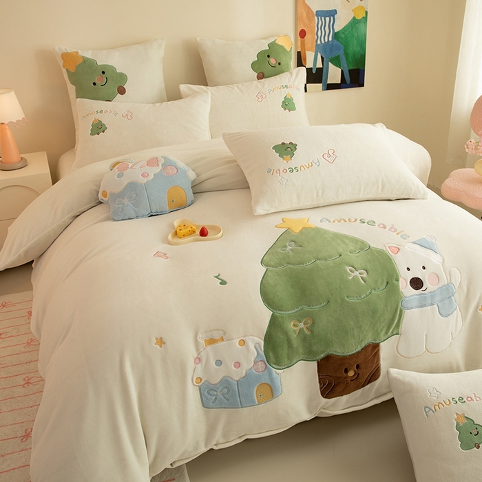 91家纺网 家纺一手货源 找家纺 （总）绒棉世家 2025新款保暖牛奶绒贴布绣四件套