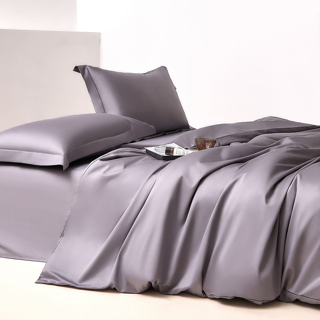 91家纺网 家纺一手货源 找家纺 DoDo 兜兜 2026新款全棉纯棉50支长绒棉三四件套 可定做尺寸 典雅灰