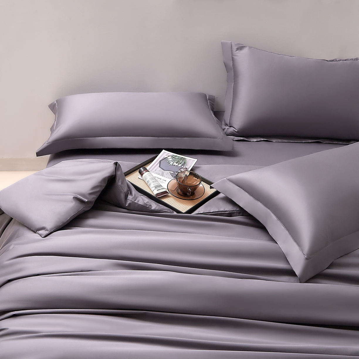 91家纺网 家纺一手货源 找家纺 DoDo 兜兜 2026新款全棉纯棉50支长绒棉三四件套 可定做尺寸 典雅灰