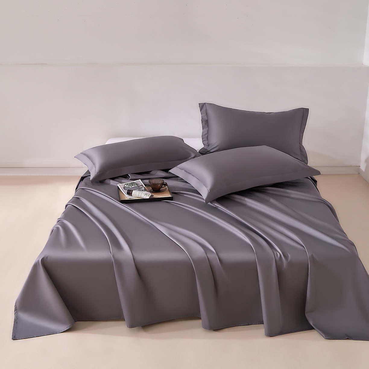 91家纺网 家纺一手货源 找家纺 DoDo 兜兜 2026新款全棉纯棉50支长绒棉三四件套 可定做尺寸 典雅灰