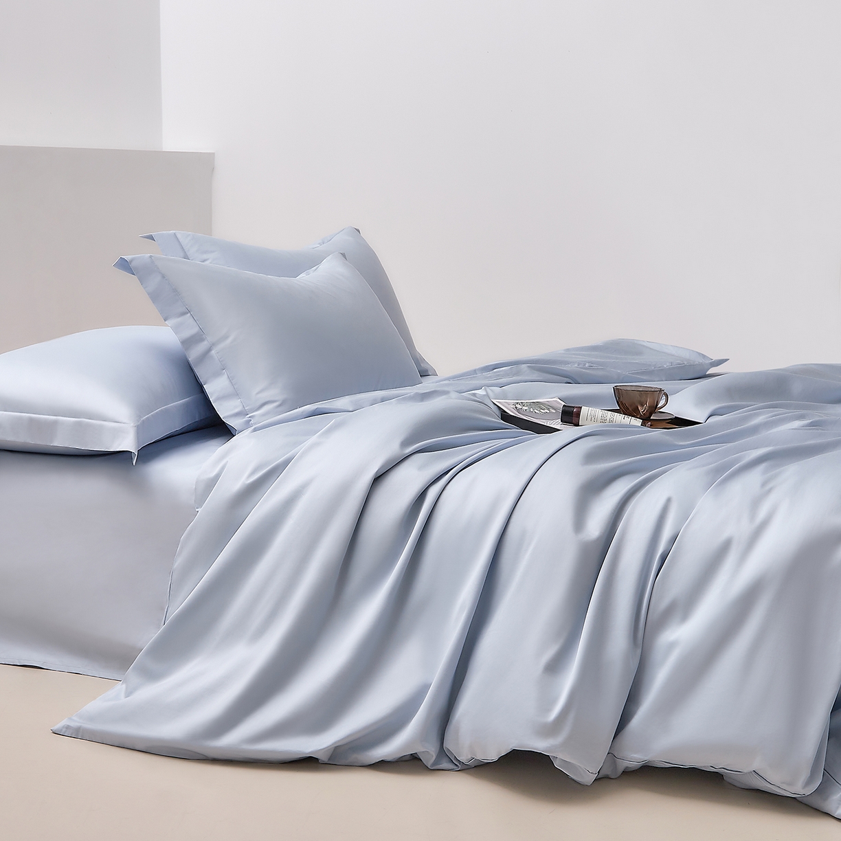 91家纺网 家纺一手货源 找家纺 DoDo 兜兜 2026新款全棉纯棉50支长绒棉三四件套 可定做尺寸 海蓝色