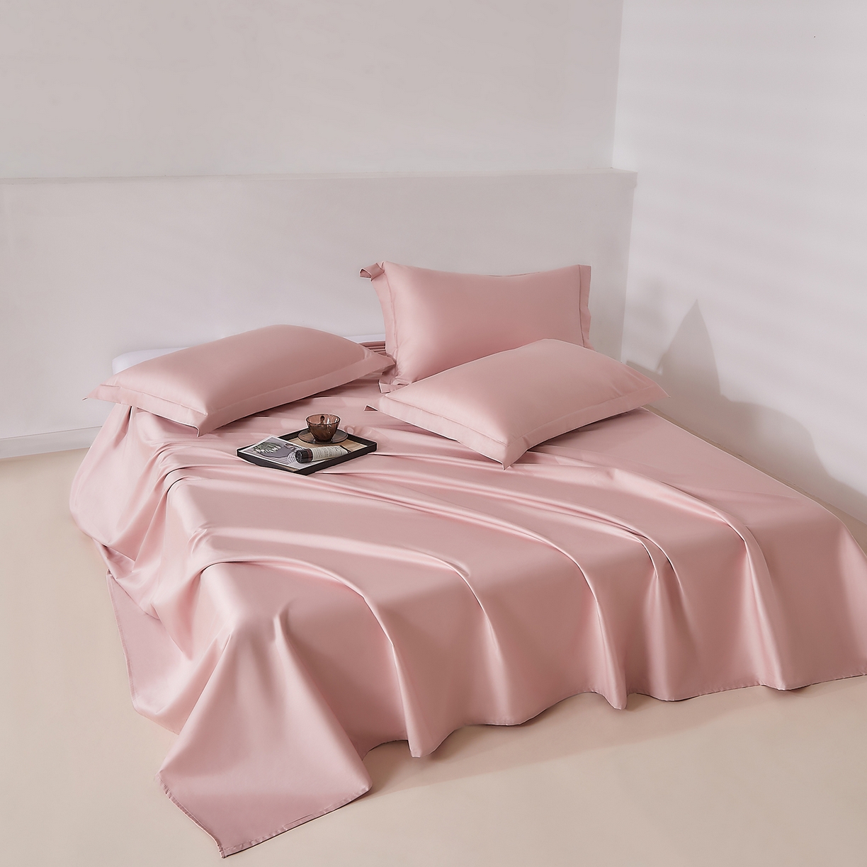 91家纺网 家纺一手货源 找家纺 DoDo 兜兜 2026新款全棉纯棉50支长绒棉三四件套 可定做尺寸 马卡龙粉