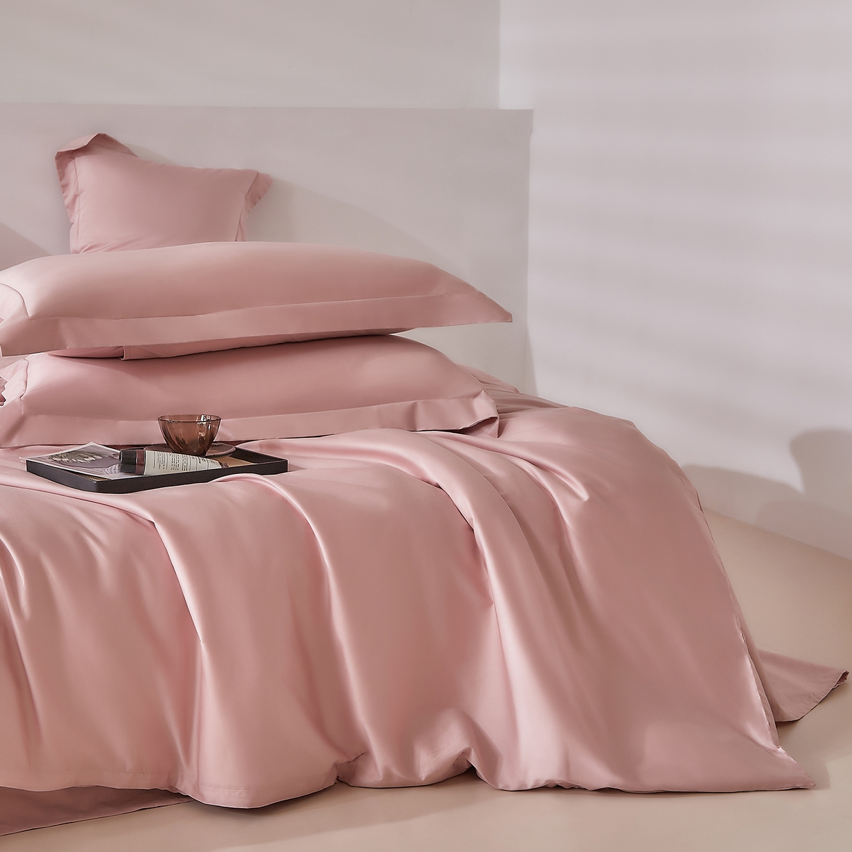 91家纺网 家纺一手货源 找家纺 DoDo 兜兜 2026新款全棉纯棉50支长绒棉三四件套 可定做尺寸 马卡龙粉