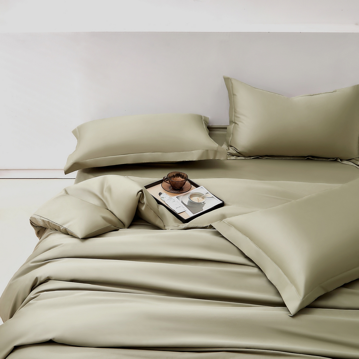 91家纺网 家纺一手货源 找家纺 DoDo 兜兜 2026新款全棉纯棉50支长绒棉三四件套 可定做尺寸 暮光绿