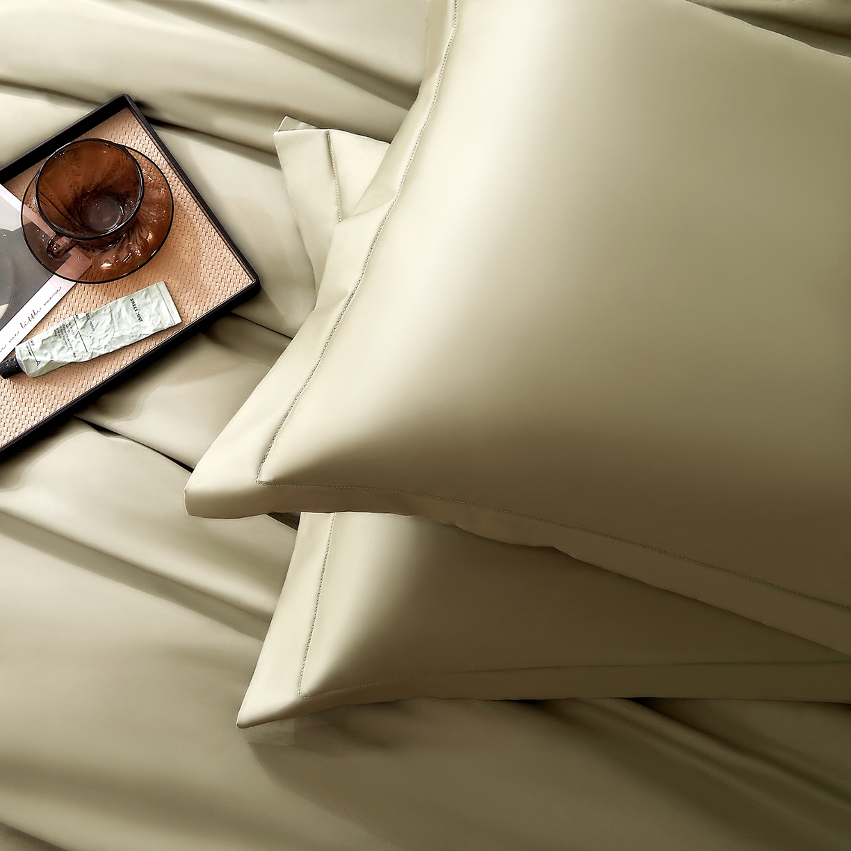 91家纺网 家纺一手货源 找家纺 DoDo 兜兜 2026新款全棉纯棉50支长绒棉三四件套 可定做尺寸 暮光绿