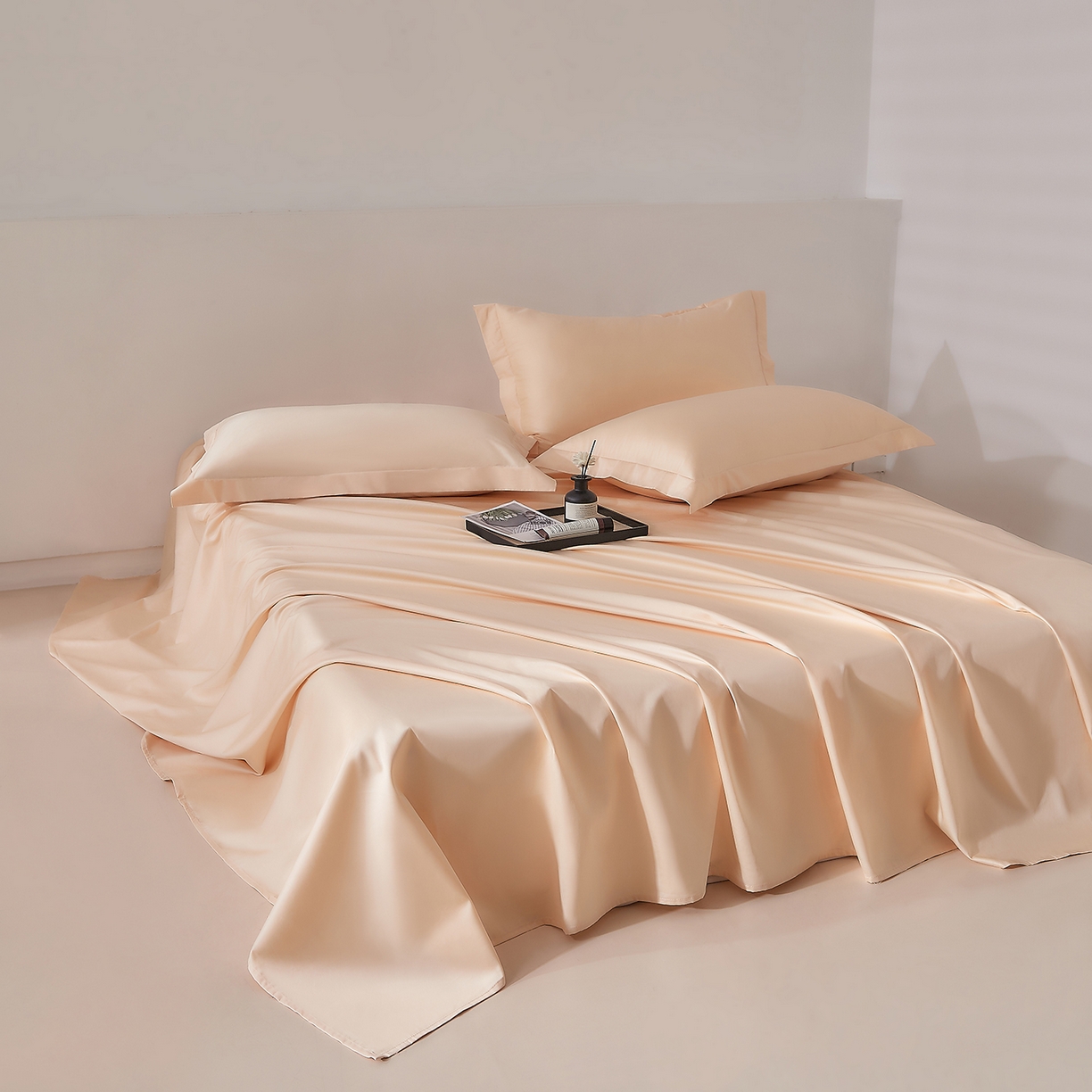 91家纺网 家纺一手货源 找家纺 DoDo 兜兜 2026新款全棉纯棉50支长绒棉三四件套 可定做尺寸 奶茶色