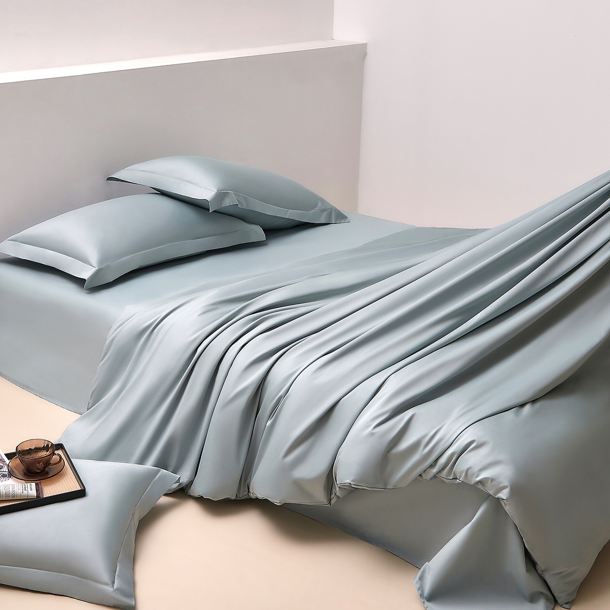 DoDo 兜兜 2026新款全棉纯棉50支长绒棉三四件套 可定做尺寸 普士蓝