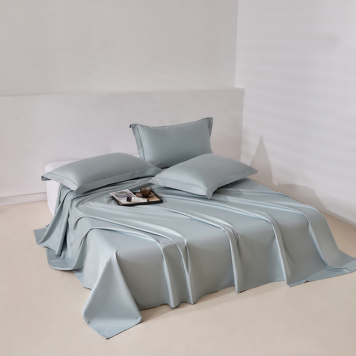 91家纺网 家纺一手货源 找家纺 DoDo 兜兜 2026新款全棉纯棉50支长绒棉三四件套 可定做尺寸 普士蓝