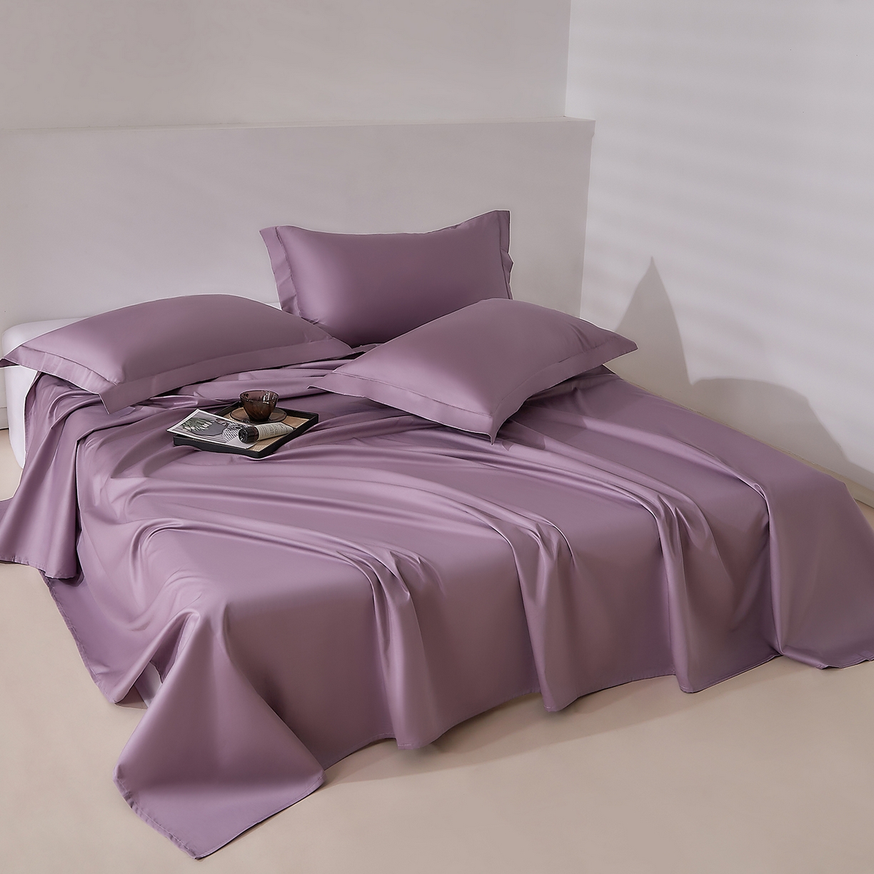 91家纺网 家纺一手货源 找家纺 DoDo 兜兜 2026新款全棉纯棉50支长绒棉三四件套 可定做尺寸 丝绒紫