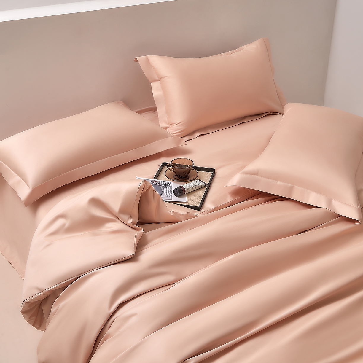 91家纺网 家纺一手货源 找家纺 DoDo 兜兜 2026新款全棉纯棉50支长绒棉三四件套 可定做尺寸 香槟色