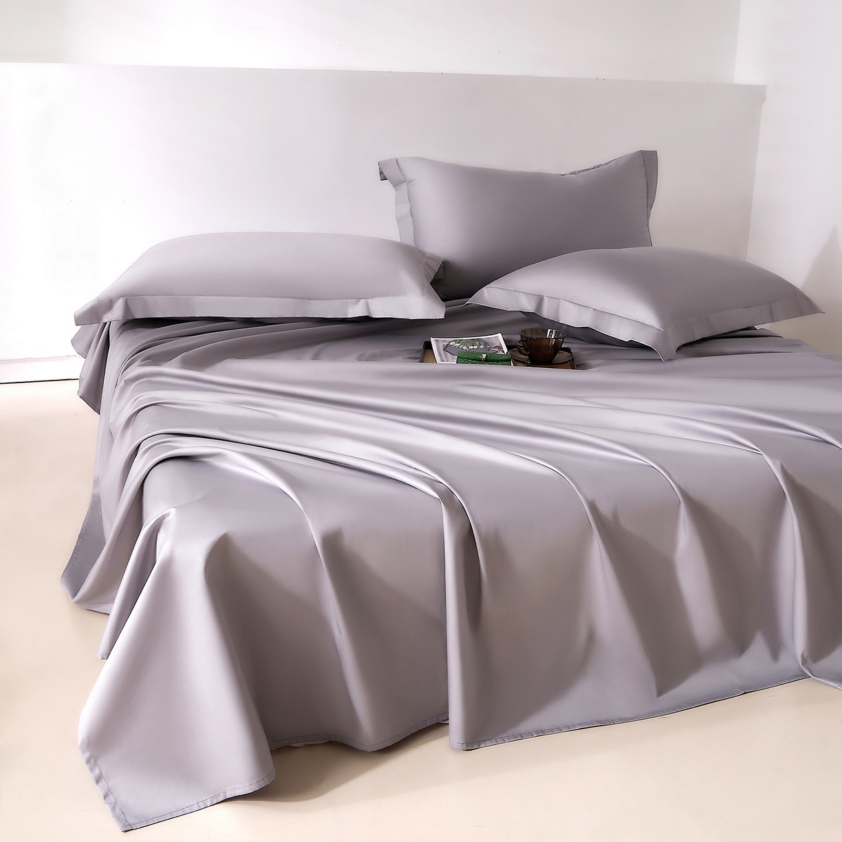 91家纺网 家纺一手货源 找家纺 DoDo 兜兜 2026新款全棉纯棉50支长绒棉三四件套 可定做尺寸 象牙灰