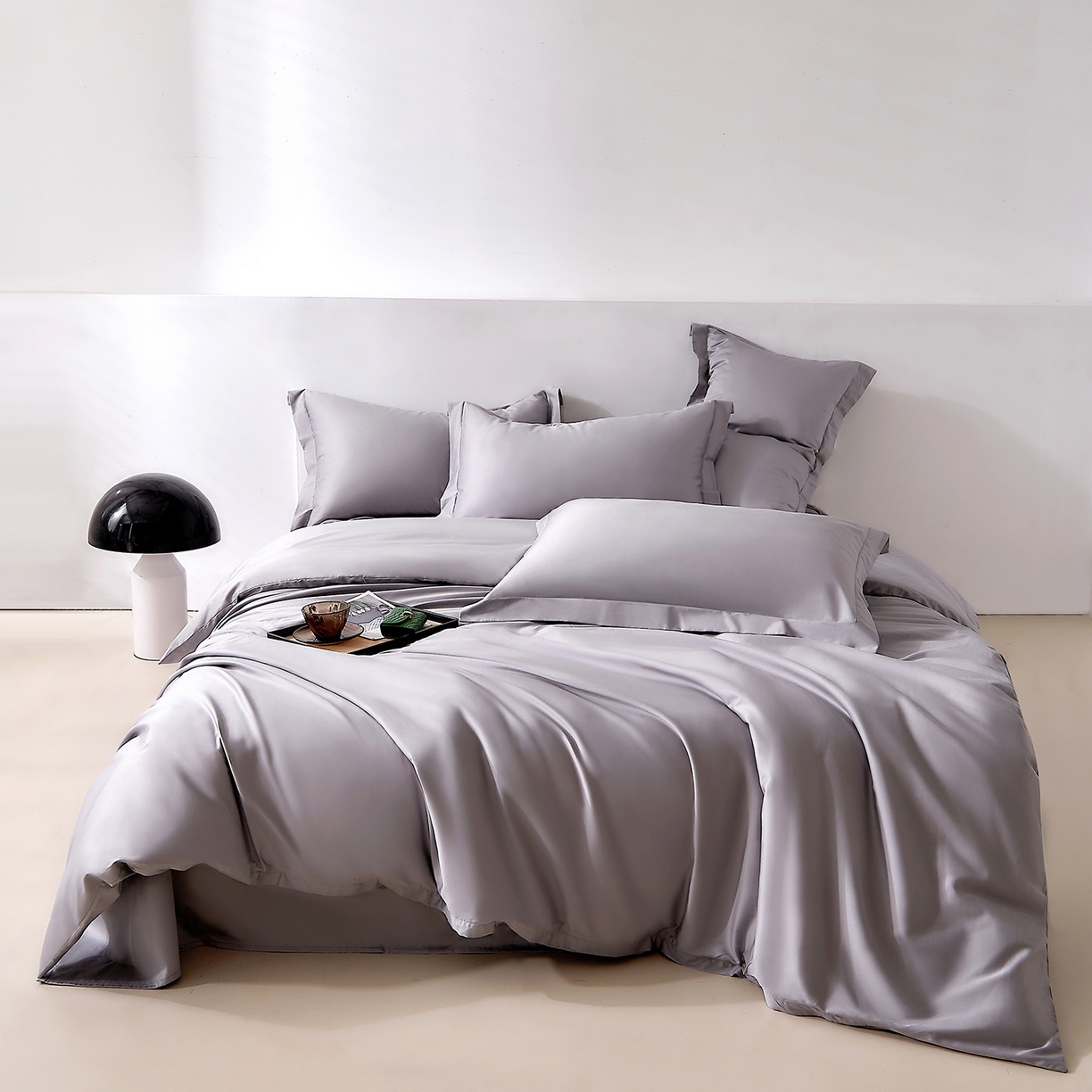 91家纺网 家纺一手货源 找家纺 DoDo 兜兜 2026新款全棉纯棉50支长绒棉三四件套 可定做尺寸 象牙灰