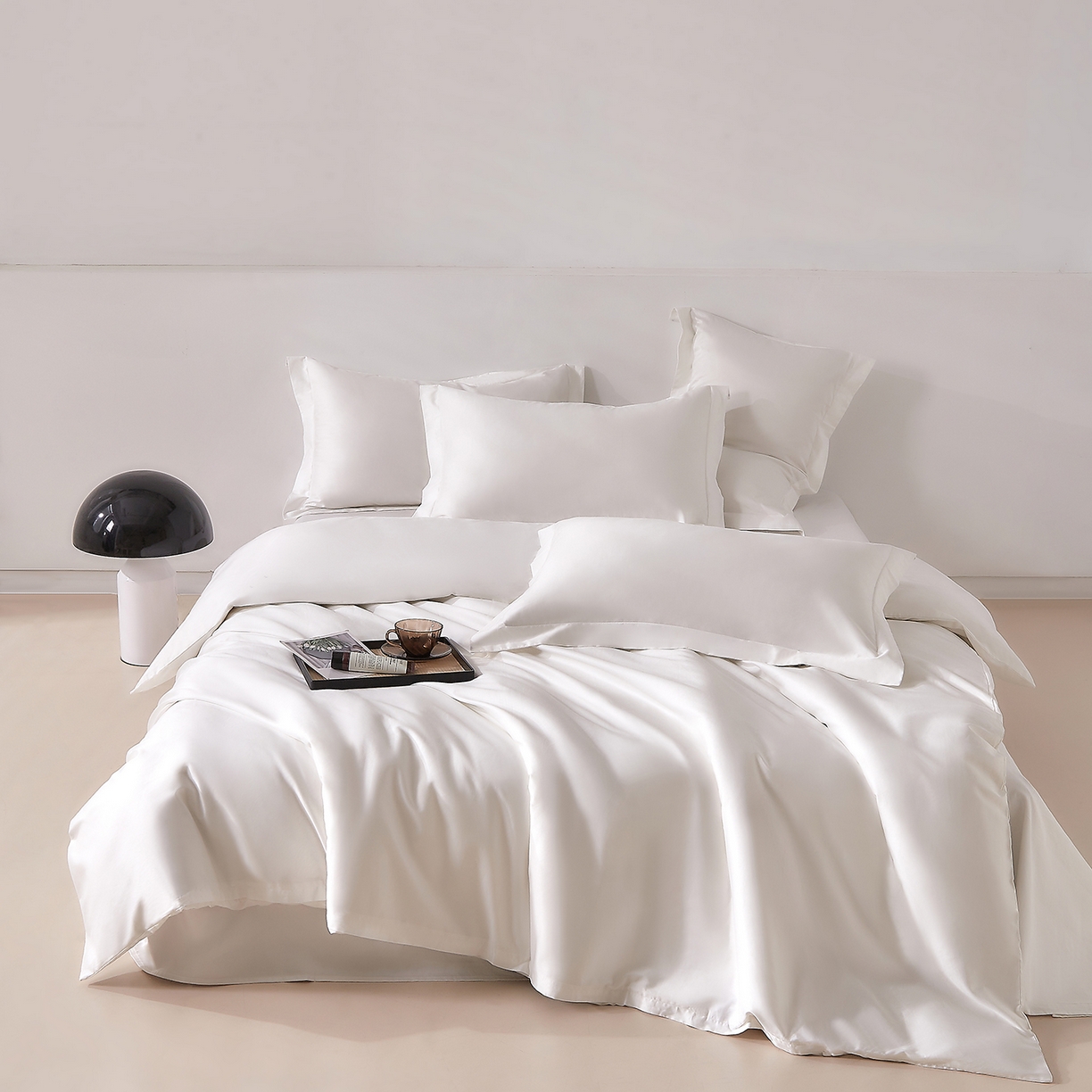 91家纺网 家纺一手货源 找家纺 DoDo 兜兜 2026新款全棉纯棉50支长绒棉三四件套 可定做尺寸 月光白