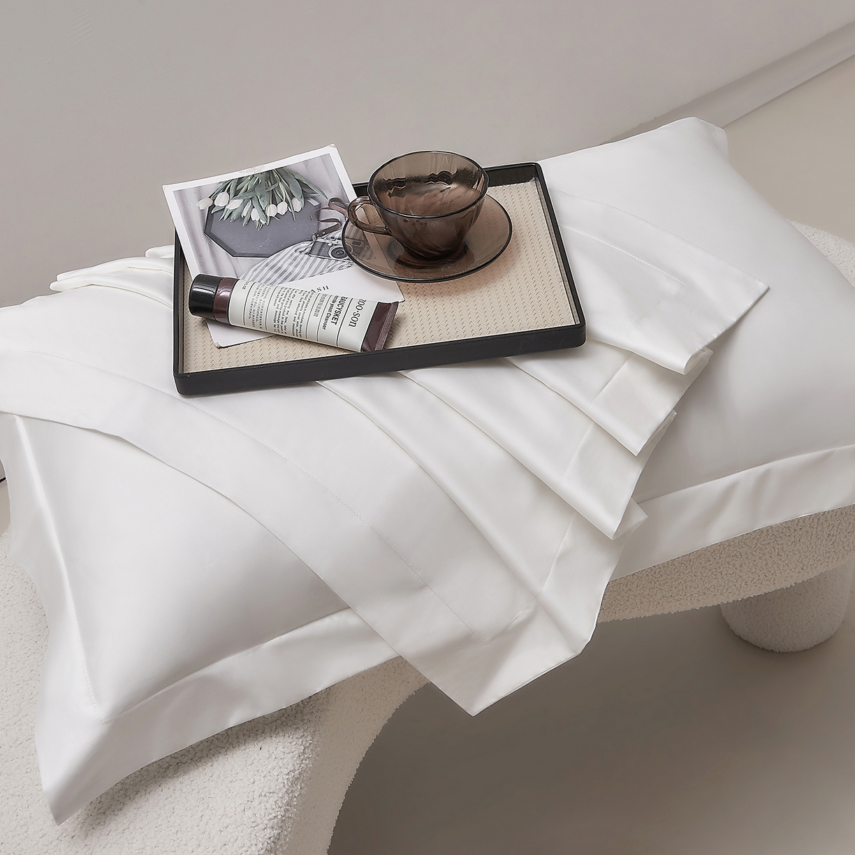 91家纺网 家纺一手货源 找家纺 DoDo 兜兜 2026新款全棉纯棉50支长绒棉三四件套 可定做尺寸 月光白