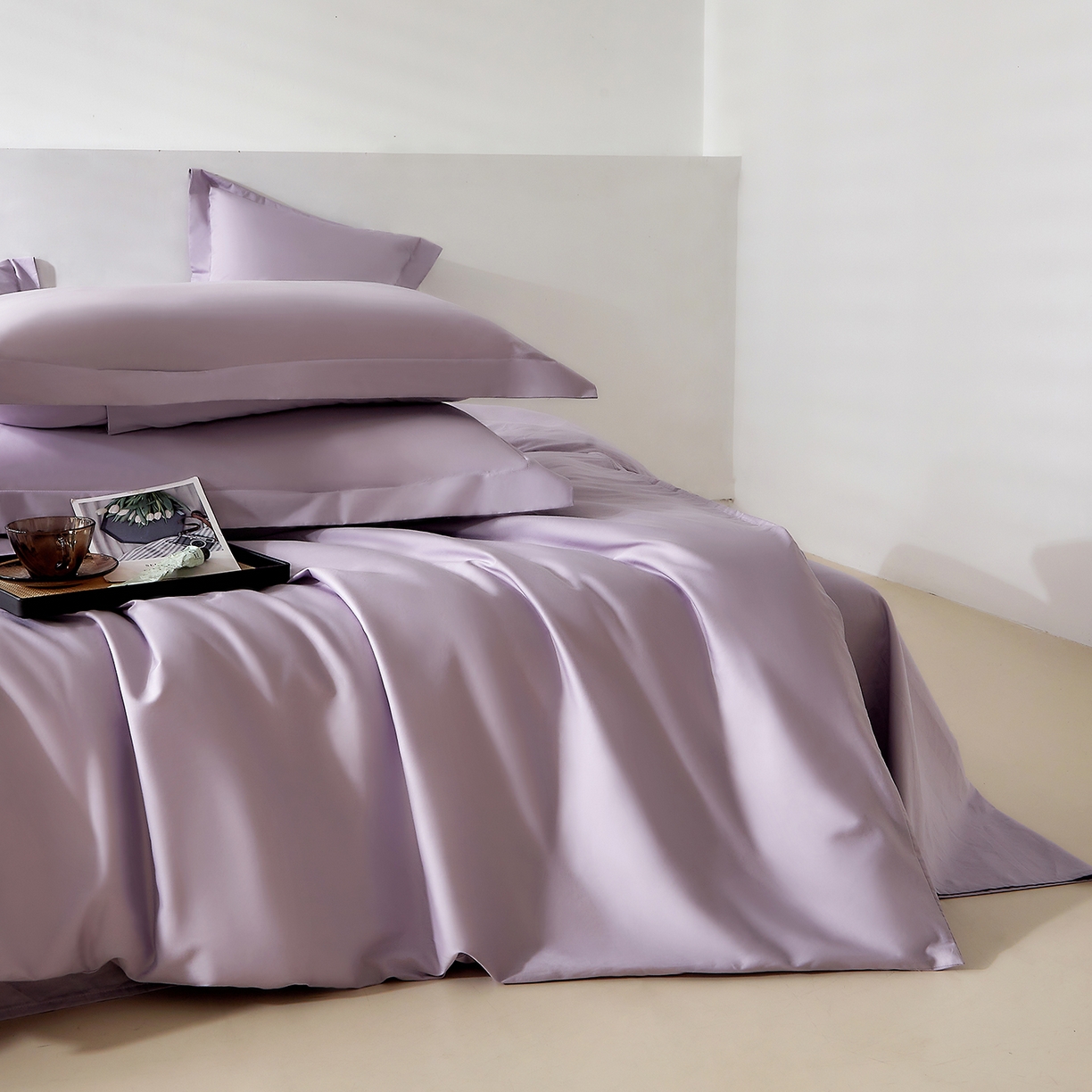 91家纺网 家纺一手货源 找家纺 DoDo 兜兜 2026新款全棉纯棉50支长绒棉三四件套 可定做尺寸 珍珠紫