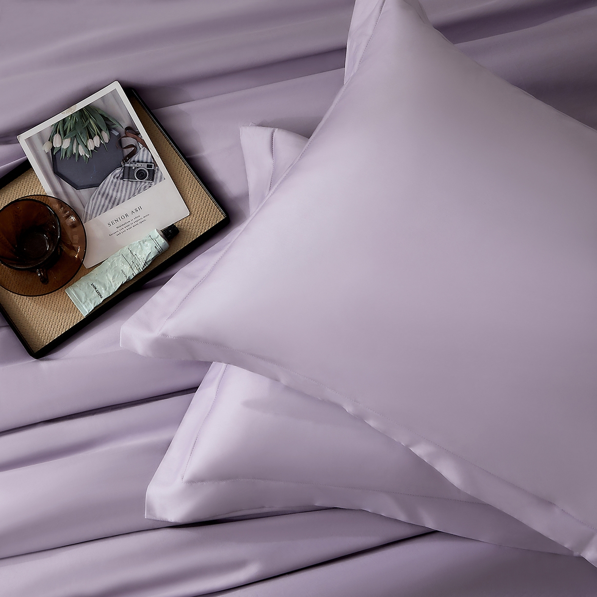 91家纺网 家纺一手货源 找家纺 DoDo 兜兜 2026新款全棉纯棉50支长绒棉单枕套 枕套单件 珍珠紫