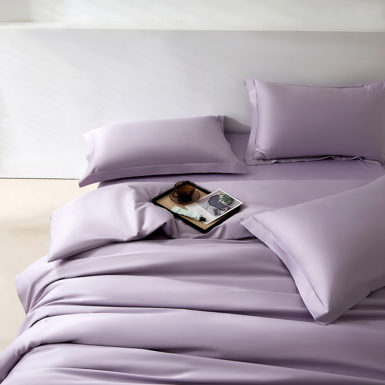 91家纺网 家纺一手货源 找家纺 DoDo 兜兜 2026新款全棉纯棉50支长绒棉单枕套 枕套单件 珍珠紫