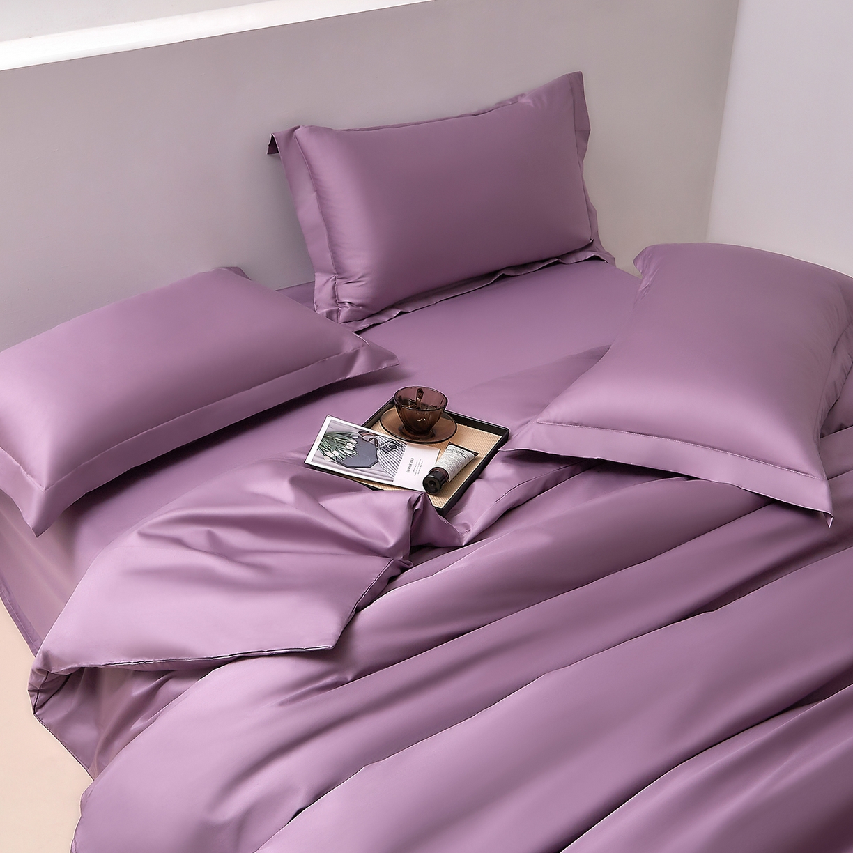 91家纺网 家纺一手货源 找家纺 DoDo 兜兜 2026新款全棉纯棉50支长绒棉单枕套 枕套单件 丝绒紫