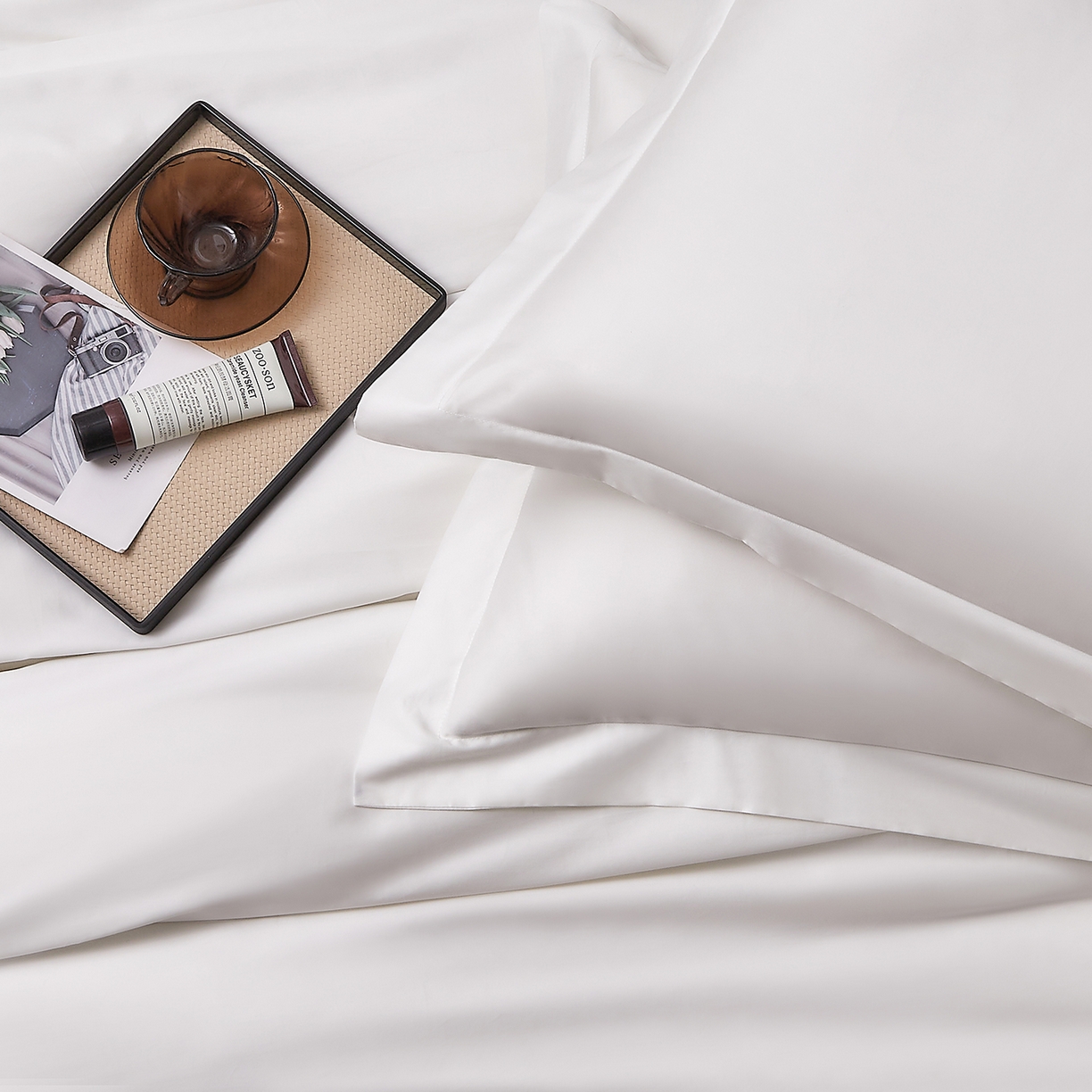 91家纺网 家纺一手货源 找家纺 DoDo 兜兜 2026新款全棉纯棉50支长绒棉单枕套 枕套单件 月光白