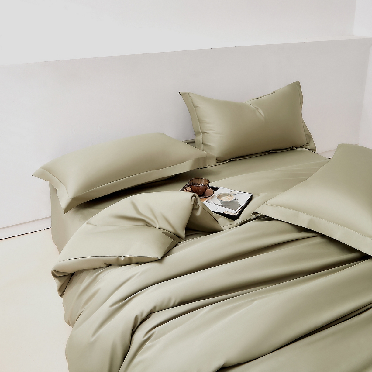 91家纺网 家纺一手货源 找家纺 DoDo 兜兜 2026新款全棉纯棉50支长绒棉单枕套 枕套单件 暮光绿