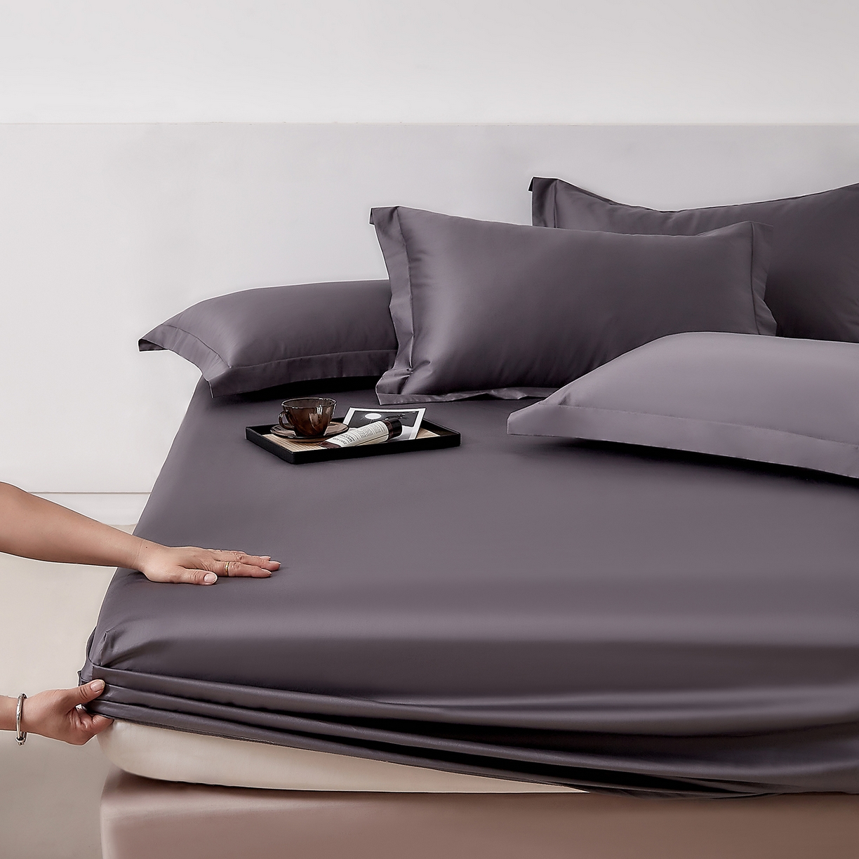 DoDo 兜兜 2026新款全棉纯棉50支长绒棉单床笠 床笠单件 典雅灰