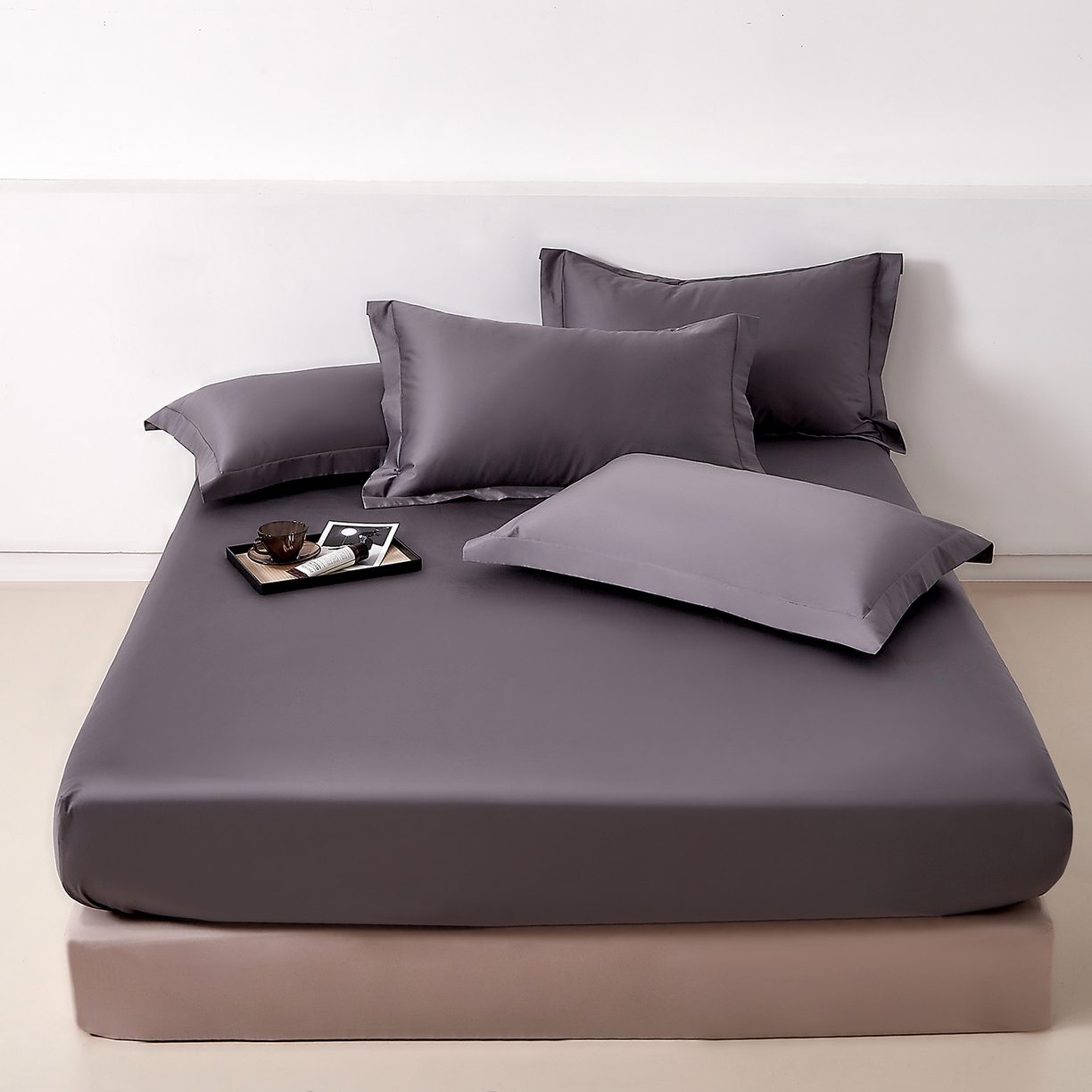 91家纺网 家纺一手货源 找家纺 DoDo 兜兜 2026新款全棉纯棉50支长绒棉单床笠 床笠单件 典雅灰