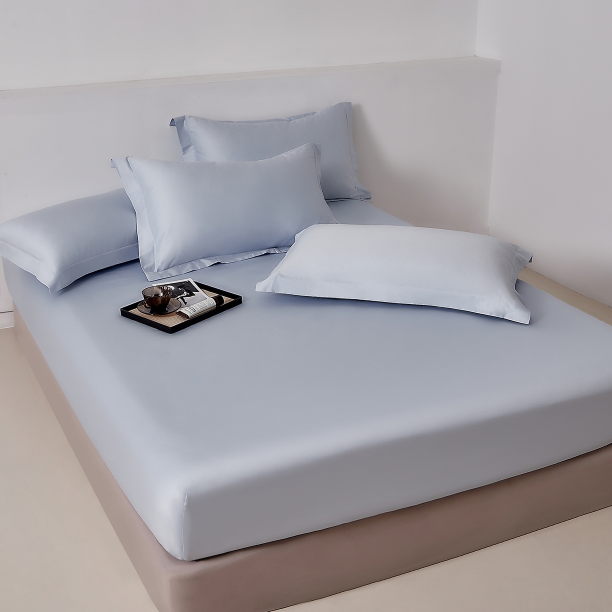 91家纺网 家纺一手货源 找家纺 DoDo 兜兜 2026新款全棉纯棉50支长绒棉单床笠 床笠单件 海蓝色