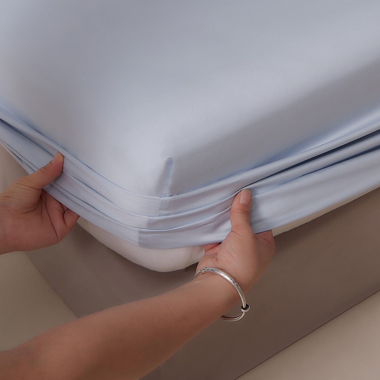 91家纺网 家纺一手货源 找家纺 DoDo 兜兜 2026新款全棉纯棉50支长绒棉单床笠 床笠单件 海蓝色