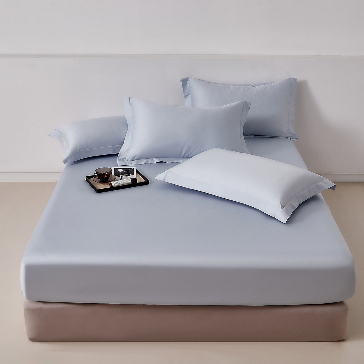 91家纺网 家纺一手货源 找家纺 DoDo 兜兜 2026新款全棉纯棉50支长绒棉单床笠 床笠单件 海蓝色