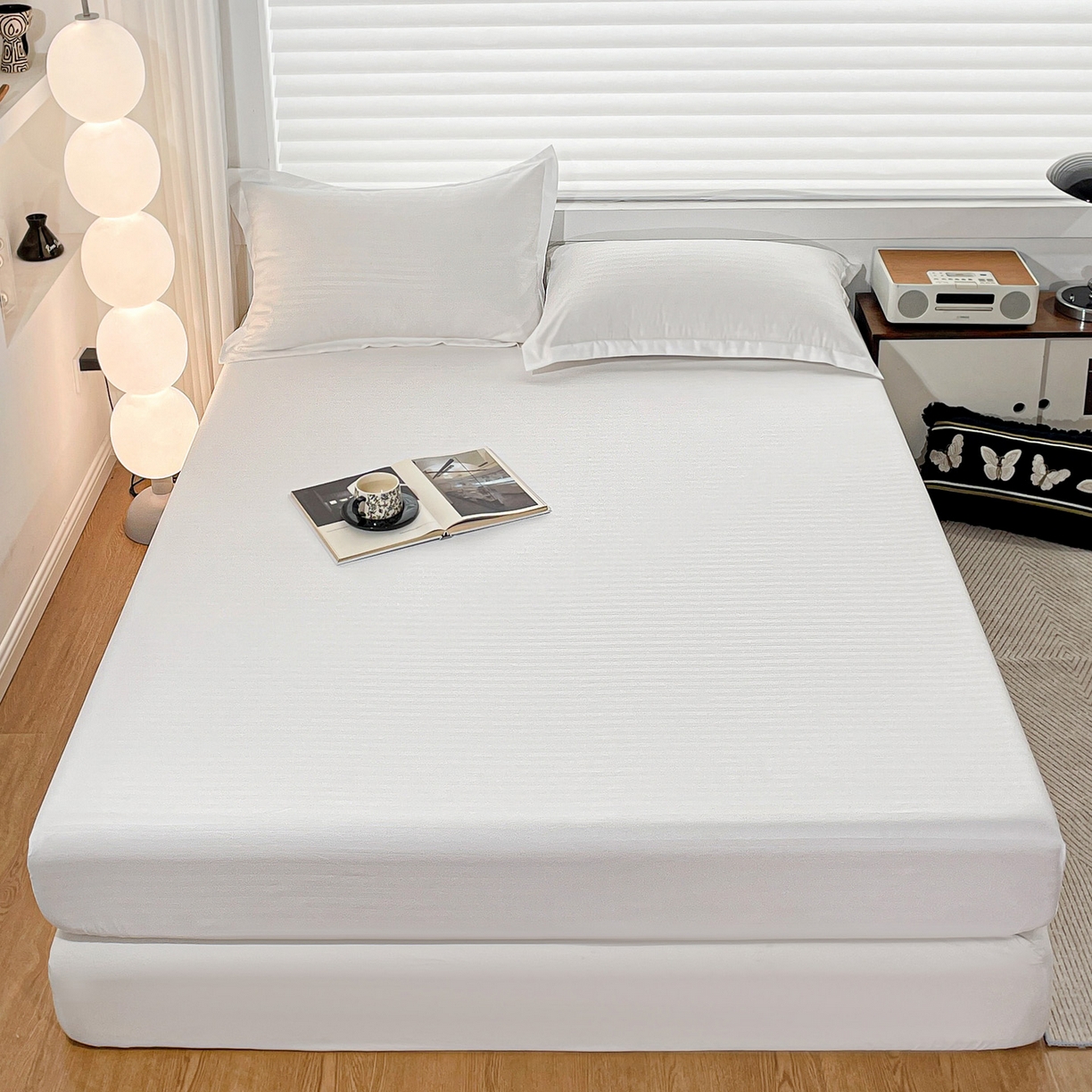 91家纺网 家纺一手货源 找家纺 （总）恬澳家纺 2025新款简约磨毛压花床笠外贸跨境电商亚马逊速卖通单床笠三件套欧美尺寸多多跨境平台-场景二