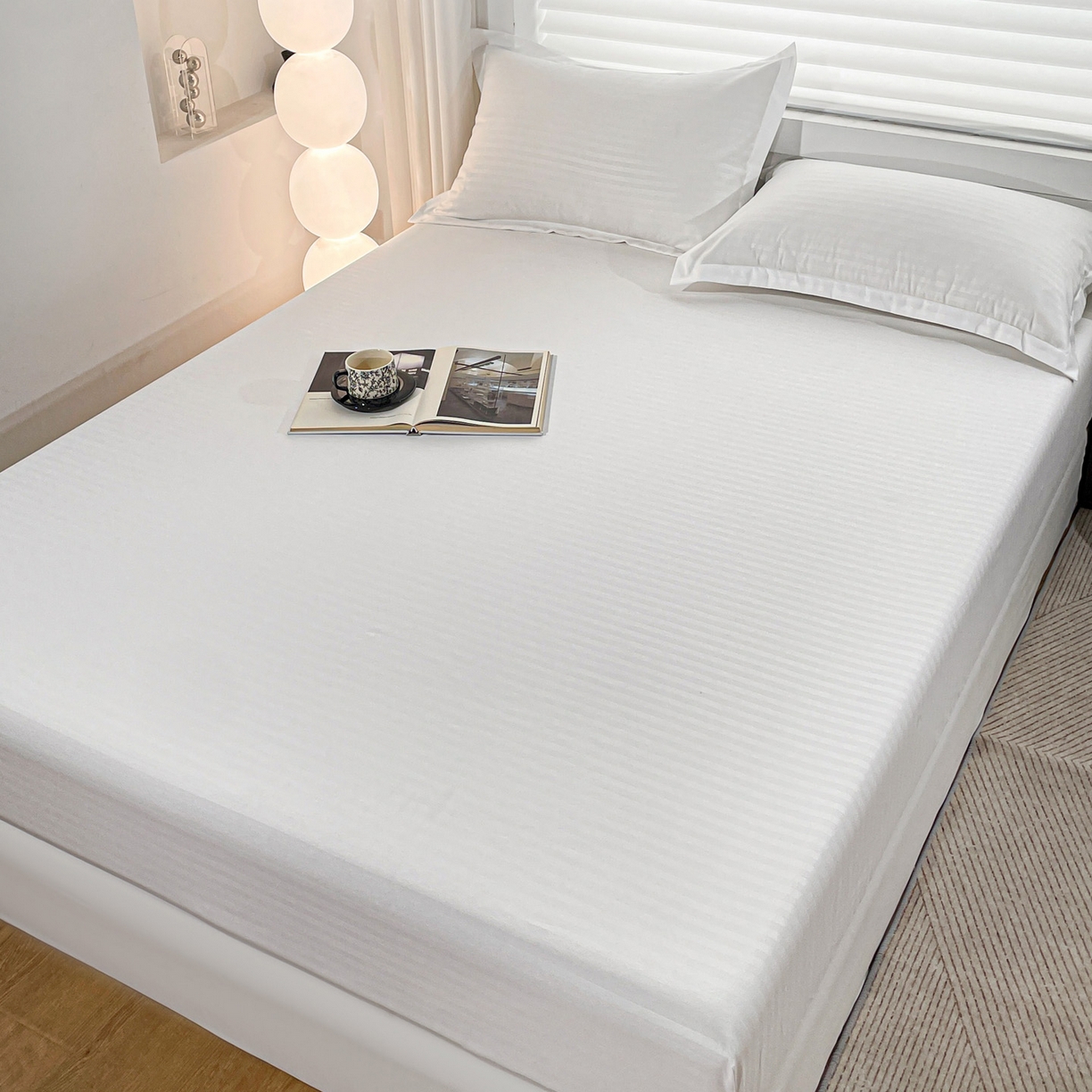 91家纺网 家纺一手货源 找家纺 （总）恬澳家纺 2025新款简约磨毛压花床笠外贸跨境电商亚马逊速卖通单床笠三件套欧美尺寸多多跨境平台-场景二